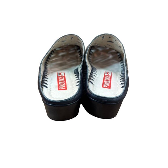 Pikolinos Women's Black Leather Laser Cut Floral Slip On Mule.EU 37 US 6 - Picture 5 of 11